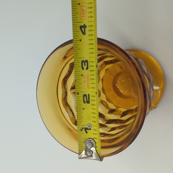 Vintage Amber Indiana glass cubist footed beverage glasses set of 4 - Picture 3 of 5